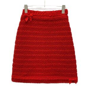 Gucci Red Bow Wool Knit Pencil Skirt
